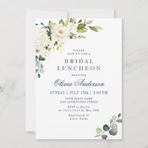 Elegant Eucalyptus White Roses BRIDAL LUNCHEON Einladung