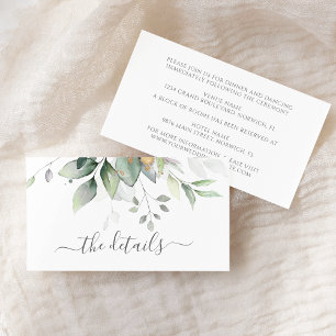 Elegant Eukalyptus Blätter Grüne Goldhochzeit Begleitkarte