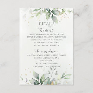 Elegant Eukalyptus Blätter Grüne Goldhochzeit Begleitkarte