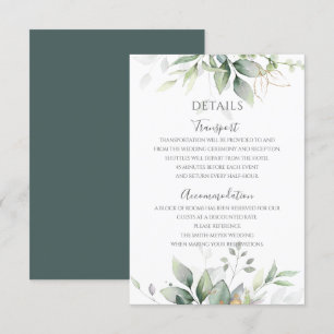 Elegant Eukalyptus Blätter Grüne Goldhochzeit Begleitkarte