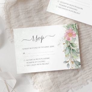 Elegant Eukalyptus Blätter Grüne Goldhochzeit RSVP Karte