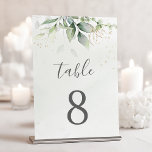 Elegant Eukalyptus Blätter Grüne Goldhochzeit Tischnummer<br><div class="desc">Schöne Tischnummern mit Aquarell Eukalyptus und goldenen Blätter. Ideal für Hochzeiten im Freien.</div>