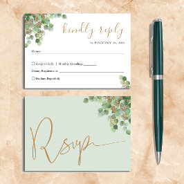 Elegant Eukalyptus Botanische Vegetation Gold UAWG RSVP Karte