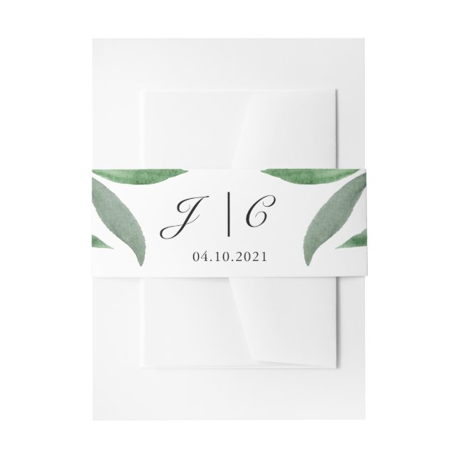Elegant Eukalyptus Botanisches Monogramm weiß Einladungsbanderole (Vorderseite Beispiel)