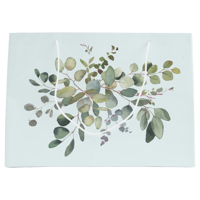 Elegant Eukalyptus Branch Botanical Dusty Green Große Geschenktüte (Vorderseite)