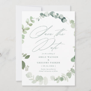 Elegant Eukalyptus Calligraphy Sage Wedding Save The Date