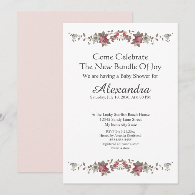 Elegant Eukalyptus Floral Blush Pink (Vorne/Hinten)