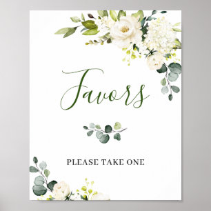 Elegant Eukalyptus Floral Favors Wedding Sign Poster