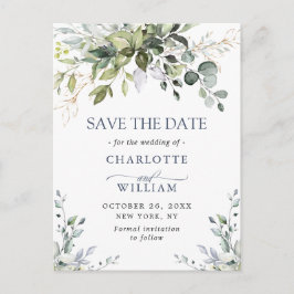 Elegant Eukalyptus Floral Wedding Save the Date Ankündigungspostkarte