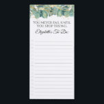 Elegant Eukalyptus Greenerational Zitat Magnetischer Notizblock<br><div class="desc">Anpassbare Liste mit dem Zitat "Du versage nie,  bis du aufhörst zu versuchen." mit Eukalyptusgrün und Imitaten goldenen Elementen.</div>
