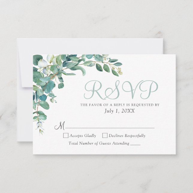Elegant Eukalyptus Greenerenerity Blätter Wedding  RSVP Karte (Vorderseite)