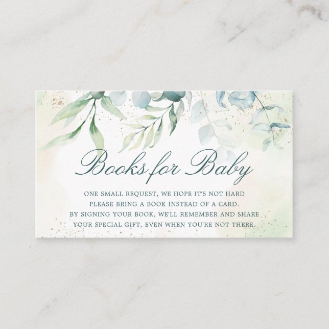 Elegant Eukalyptus Greenerity Books for Baby Begleitkarte (Vorderseite)