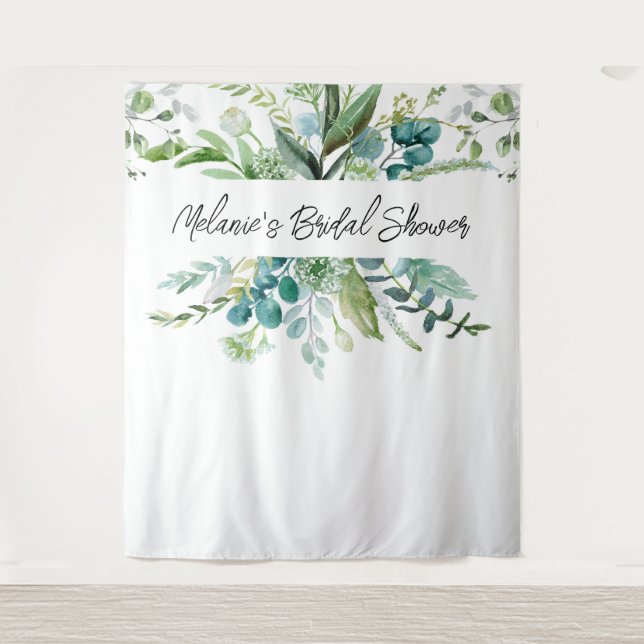 Elegant Eukalyptus Greenerity Brautparty Hintergru Wandteppich (Vorderseite)
