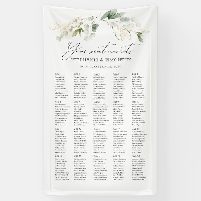 Elegant Eukalyptus Greenerity Hochzeit Banner (Vertikal)