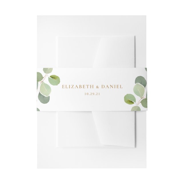 Elegant Eukalyptus Greenerity Personalisiert Weddi Einladungsbanderole (Vorderseite Beispiel)