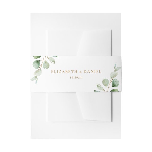 Elegant Eukalyptus Greenerity Personalisiert Weddi Einladungsbanderole (Vorderseite Beispiel)