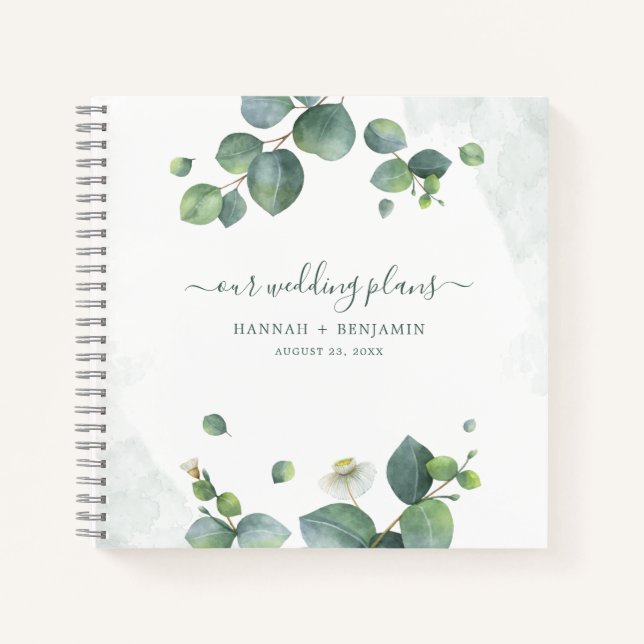 Elegant Eukalyptus Greenerity Wedding Planner Notizbuch (Vorderseite)