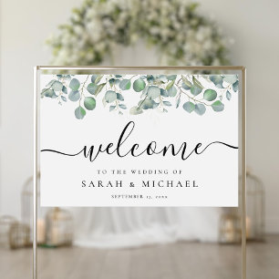 Elegant Eukalyptus Greenerity Wedding Welcome Acrylschild
