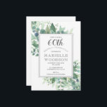 Elegant Eukalyptus Greenery 60. Geburtstag Einladung<br><div class="desc">Eine elegante 60. Geburtstagsfeier mit üppiger botanischer Eukalyptus-Vegetation,  begleitet von einer klassischen Gravur und offener Gesichtstypografie.</div>