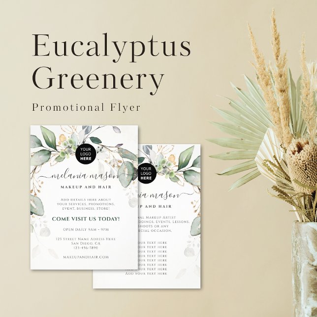 Elegant Eukalyptus Greenery Botanische Werbung Flyer (Von Creator hochgeladen)