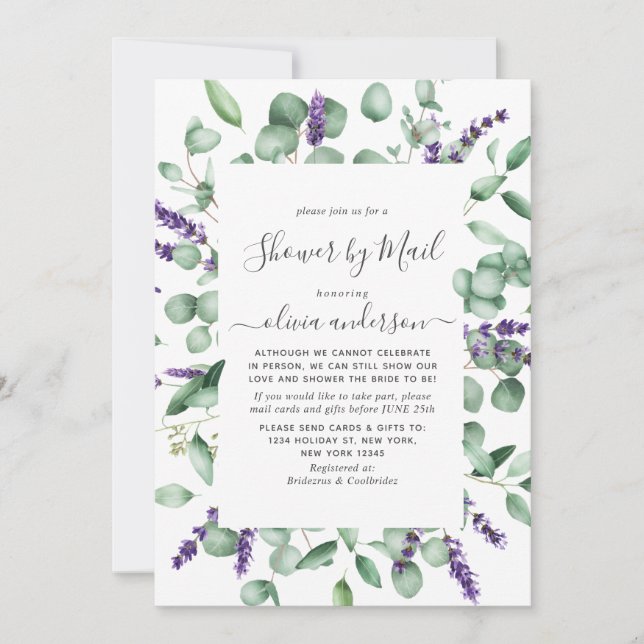 Elegant Eukalyptus Greenery Brautparty by Mail Einladung (Vorderseite)