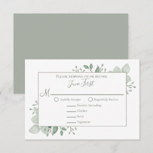 Elegant Eukalyptus Greenery Foliage Blätter RSVP Karte