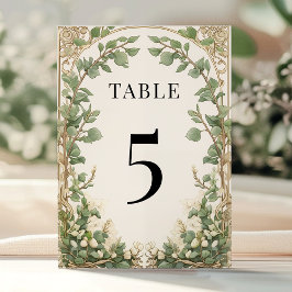 Elegant Eukalyptus Greenery Gold Tischnummer