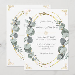 Elegant Eukalyptus Greenery Gold Wedding Einladung