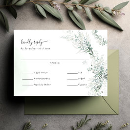 Elegant Eukalyptus Greenery Hochzeit RSVP Karte