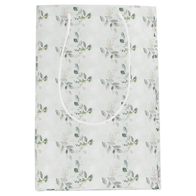 Elegant Eukalyptus Greenery Mittlere Geschenktüte (Vorderseite)