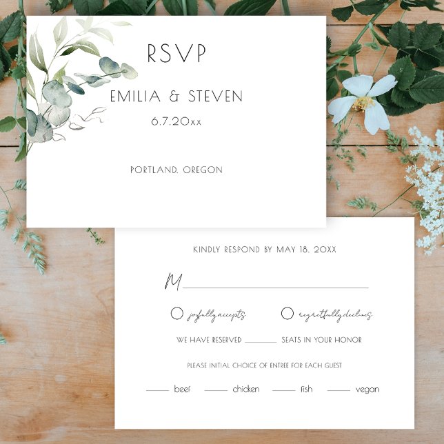 Elegant Eukalyptus Greenery RSVP Karte (Von Creator hochgeladen)