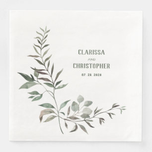 Elegant Eukalyptus Greenery Stem & Leaf Serviette