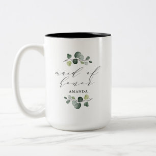 Elegant Eukalyptus Greenery Trauzeugin Zweifarbige Tasse