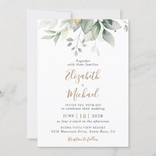 Elegant Eukalyptus Greenery Watercolor Wedding Einladung