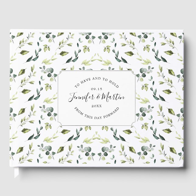 Elegant Eukalyptus & Greenery Wedding Gästebuch (Vorderseite)