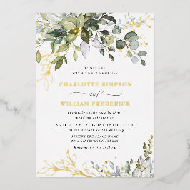 Elegant Eukalyptus Greenery Wedding Gold Folieneinladung
