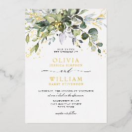 Elegant Eukalyptus Greenery Wedding Gold Folieneinladung