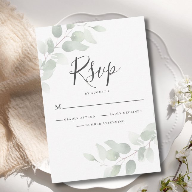 Elegant Eukalyptus Greenery Wedding RSVP Card (Von Creator hochgeladen)