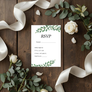 Elegant Eukalyptus Greenery Wedding RSVP Card Karte