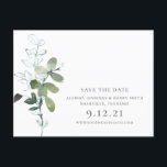 Elegant Eukalyptus Greenery Wedding Save the Date Ankündigungspostkarte<br><div class="desc">Dieses schicke Eukalyptus-Grün ist perfekt für Ihre besondere Ankündigung! Und das Postkartenformat macht es so einfach!</div>