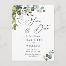 Elegant Eukalyptus Greenery Wedding Save the Date Postkarte