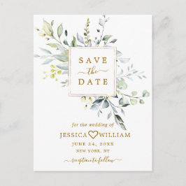 Elegant Eukalyptus Greenery Wedding Save the Date Postkarte