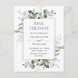 Elegant Eukalyptus Greenery Wedding Save the Date Postkarte