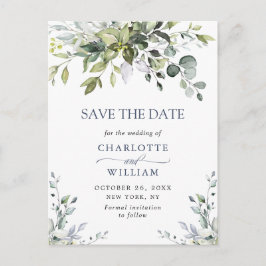 Elegant Eukalyptus Greenery Wedding Save the Date Postkarte