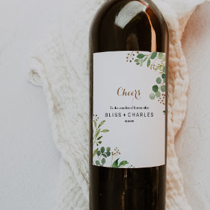 Elegant Eukalyptus Greenery Wedding Wine Labels Weinetikett