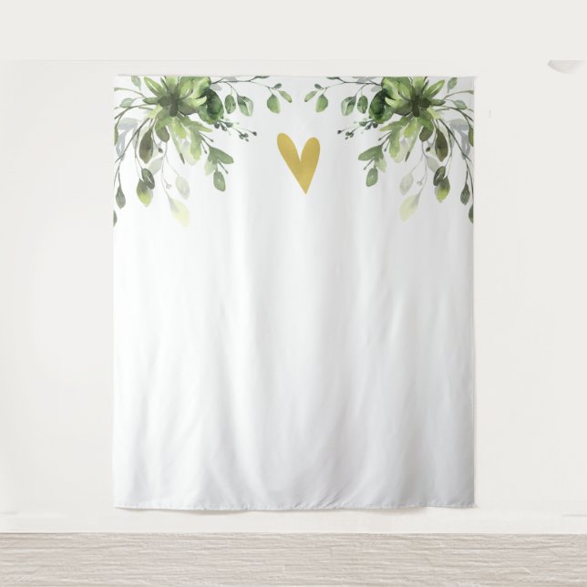 Elegant Eukalyptus Grüne Hochzeitskulisse Wandteppich (Vorderseite)
