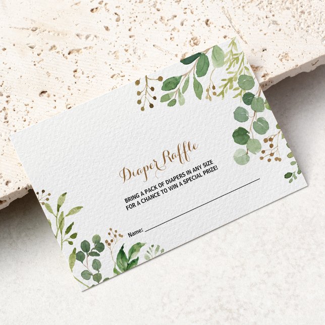 Elegant Eukalyptus Leaf Greenerenery Diaper Raffle Begleitkarte (Von Creator hochgeladen)