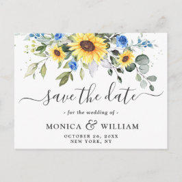 Elegant Eukalyptus Sonnenblumen Hochzeit speichern Postkarte