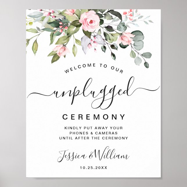 Elegant Eukalyptus Unplugged Wedding Zeremony Poster (Vorne)