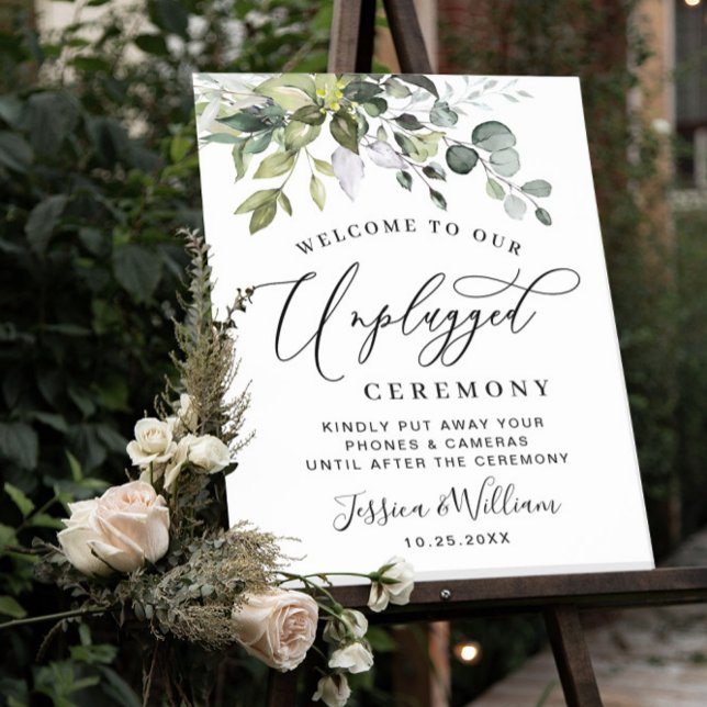Elegant Eukalyptus Unplugged Wedding Zeremony Poster (Von Creator hochgeladen)